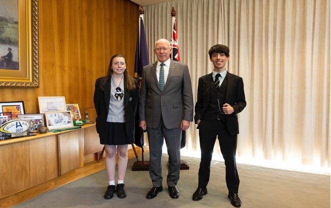 two students with the Governor General